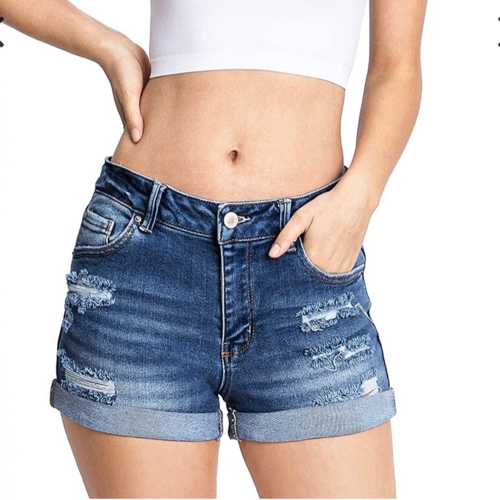 STS Blue Jeans Shorts Boyfriend Denim Destructed, Plus Size 37 OR Size 24 NWT - Picture 1 of 8